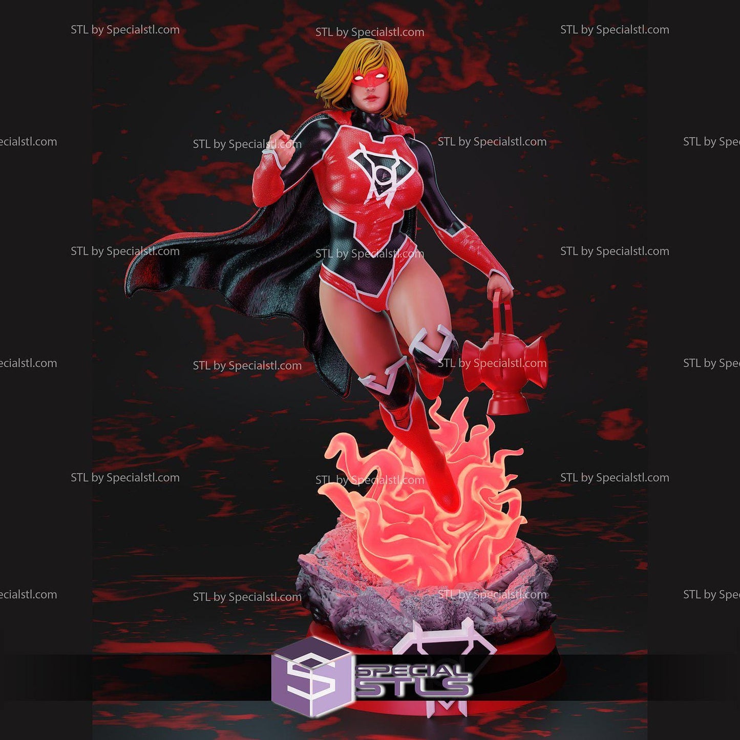 Red Lantern Kara Zor-El Fan Sculpture